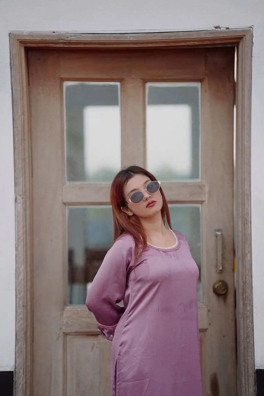 Seri Lilac Pink Premium Satin Kameez