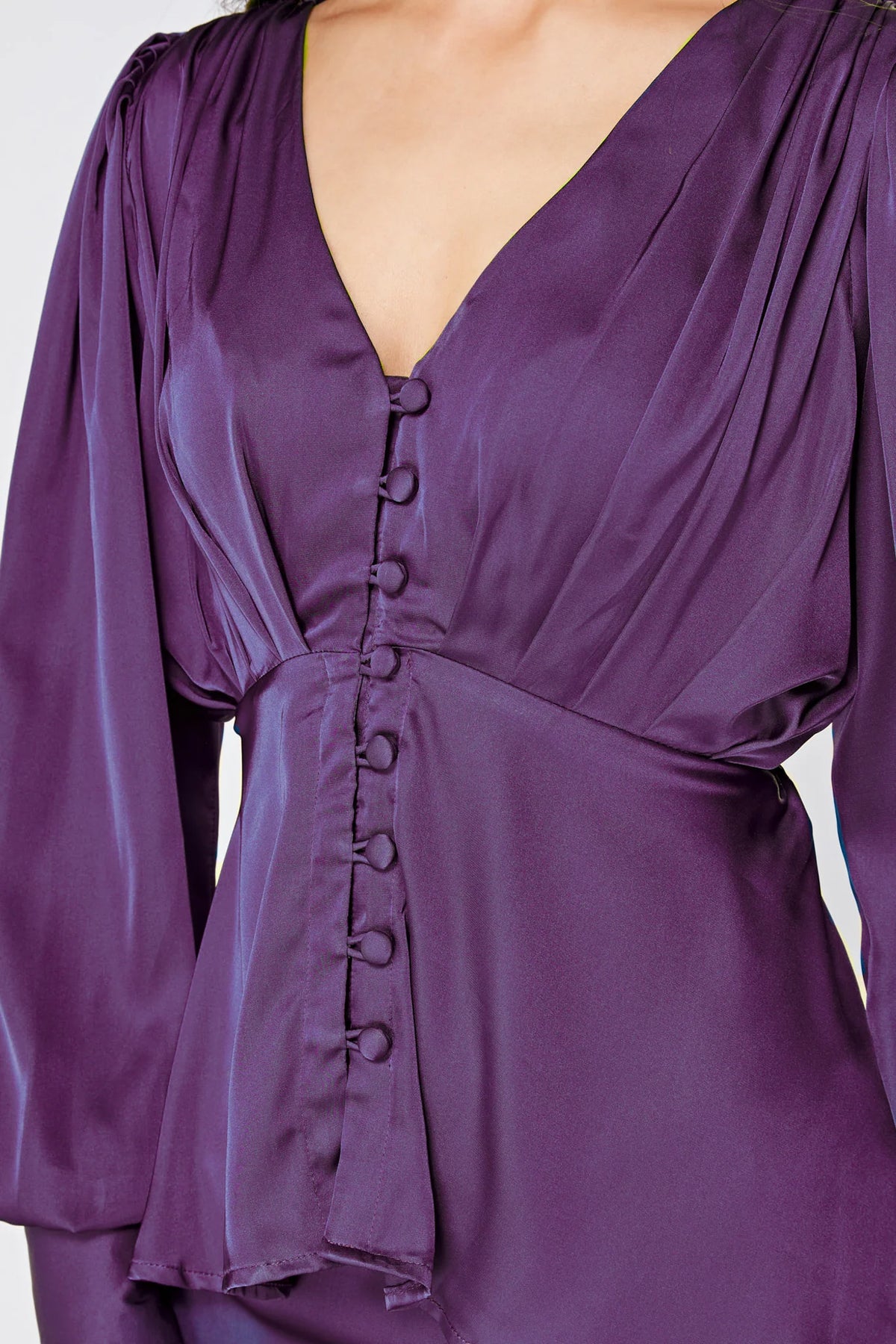 Elisa Mauve Purple Buttoned Blouse