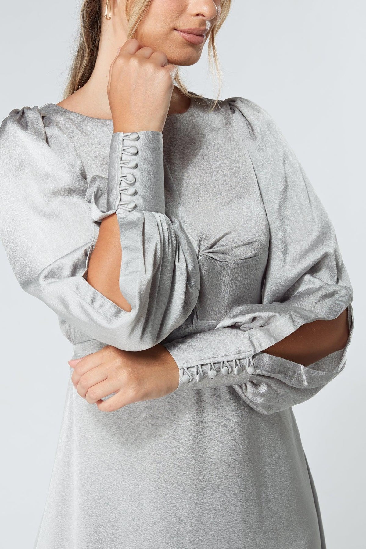 Lila Silver Knotted Front Maxi Dress