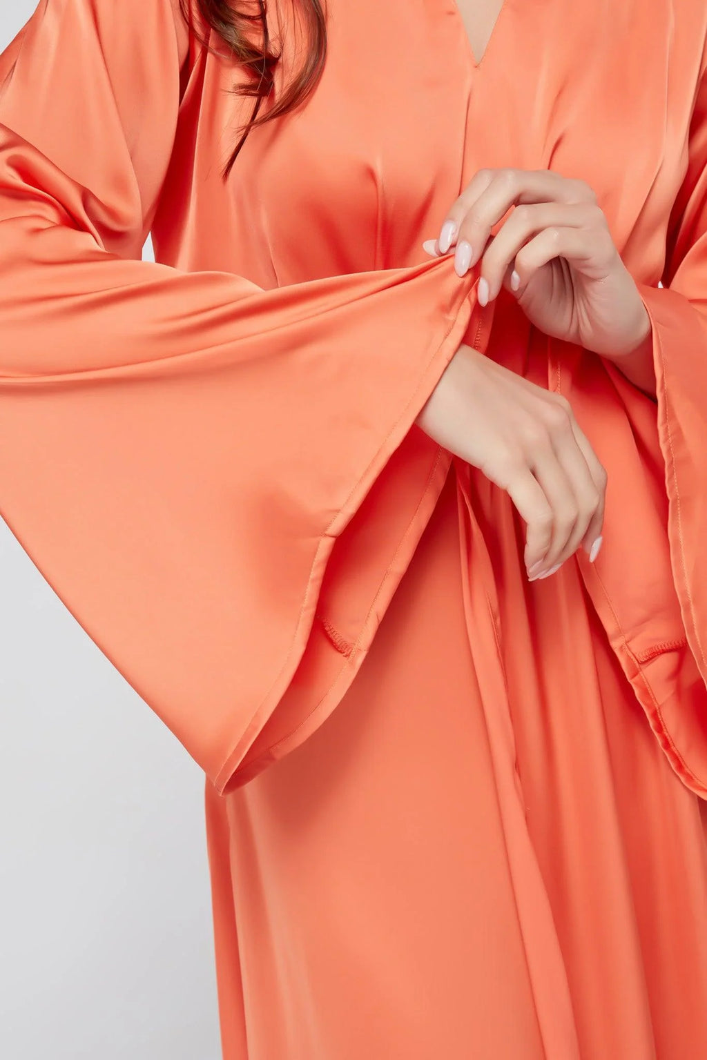 Ophelia Peachy Orange Luxury Satin Maxi