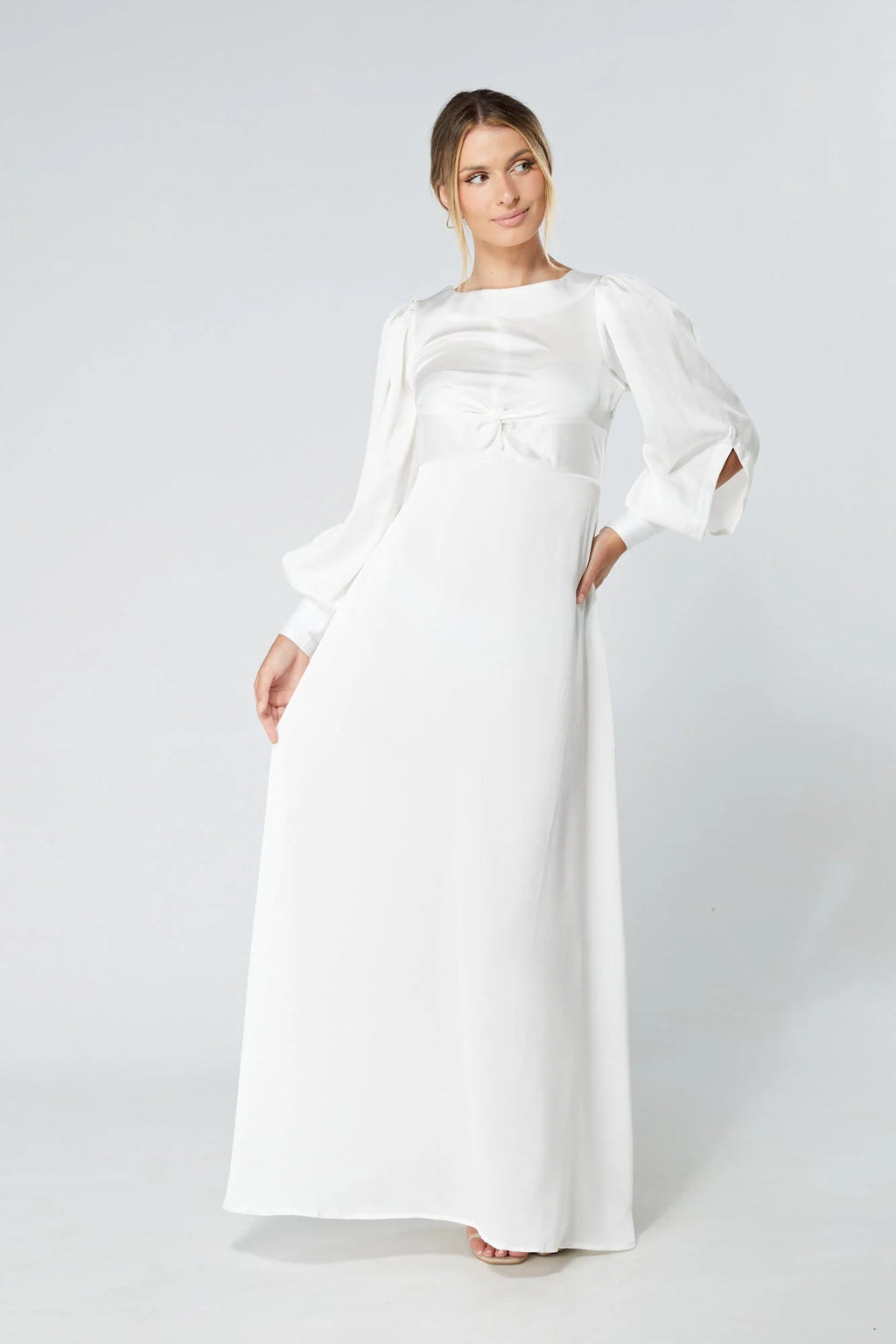 Lila White Knotted Front Maxi Dress