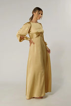 Lila Light Gold Knotted Front Maxi Dress