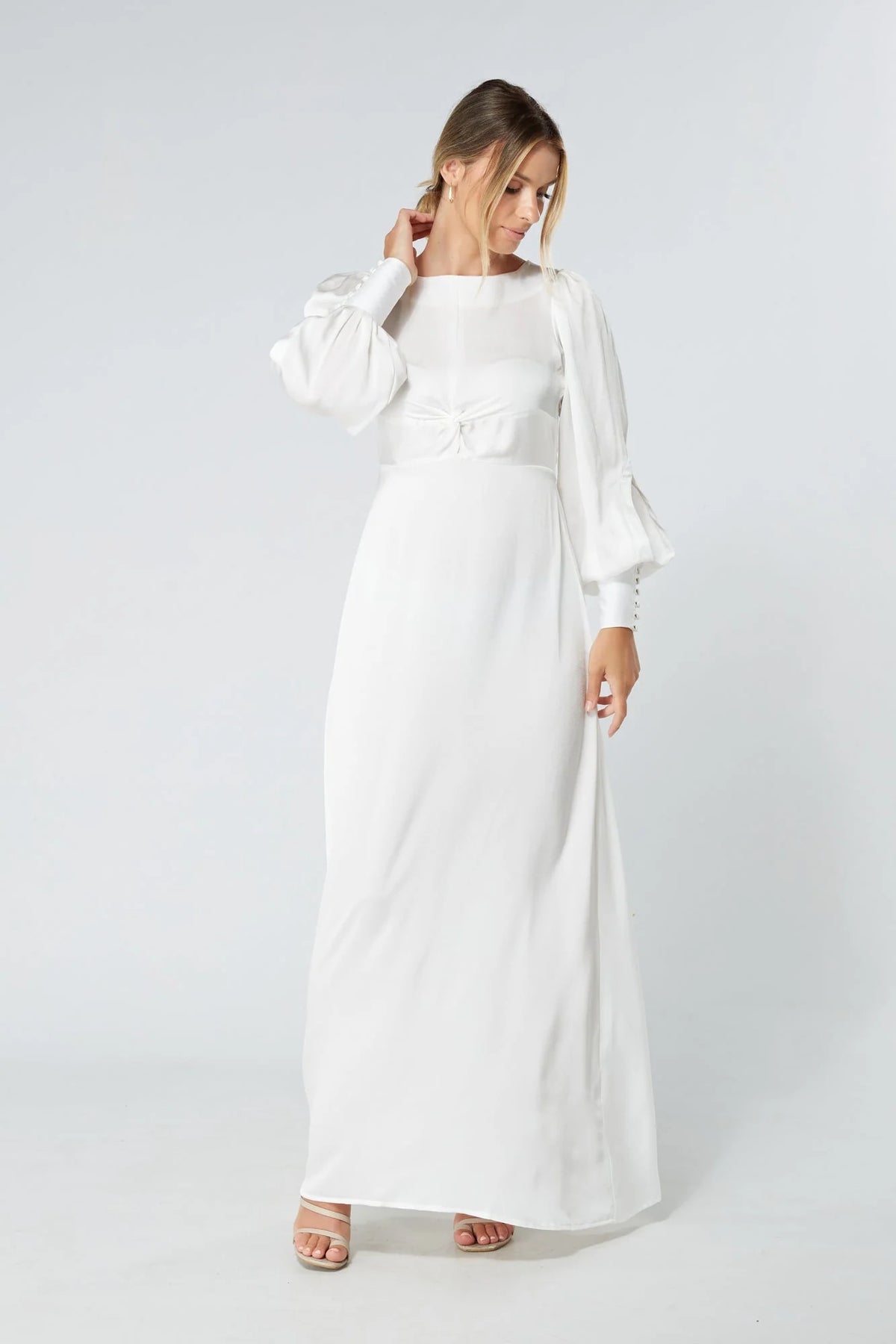 Lila White Knotted Front Maxi Dress