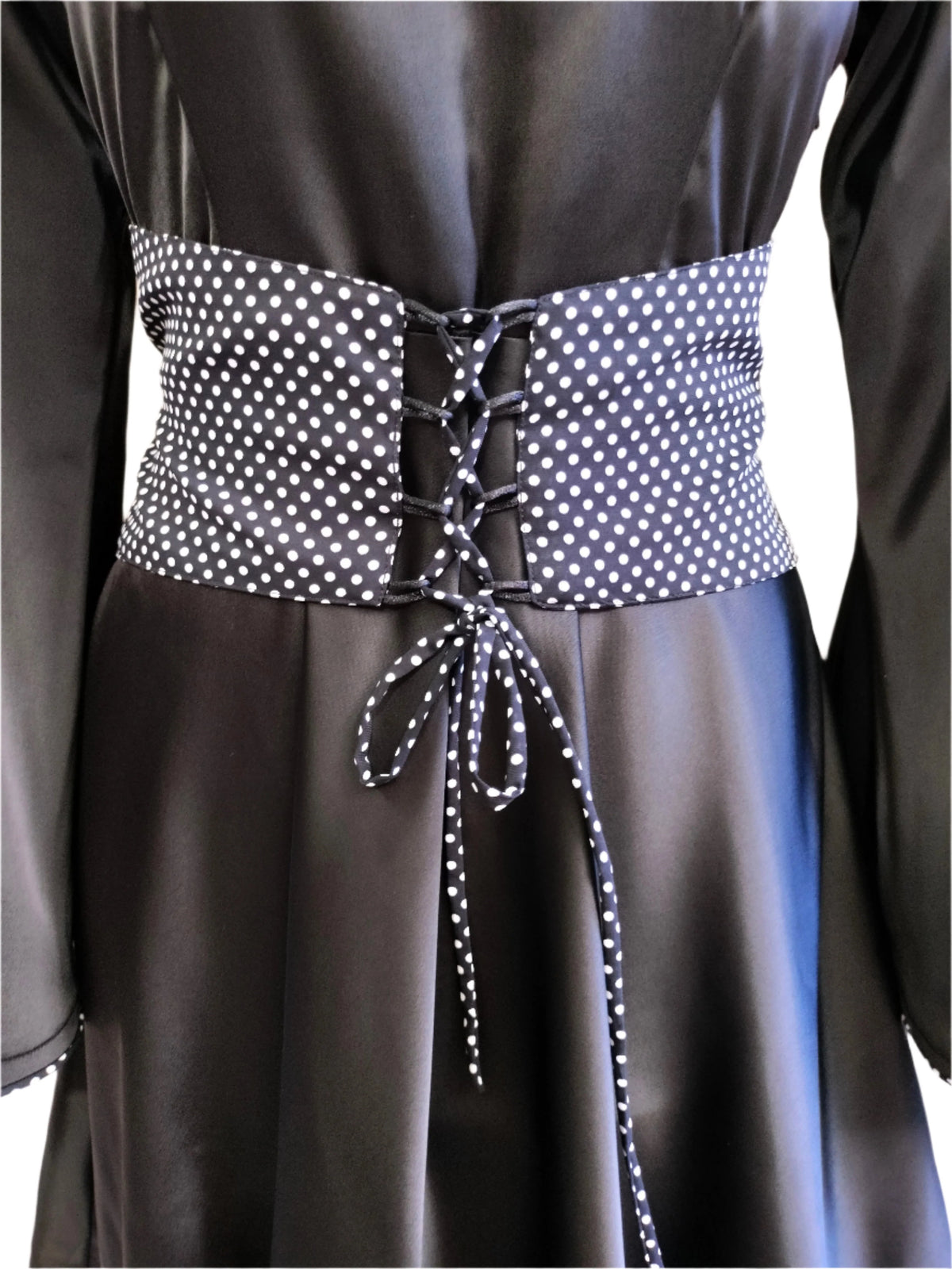 Venessa Black Satin Long Top With Drawstrings