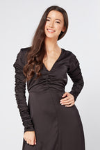 Ella Black Crepe Maxi Dress