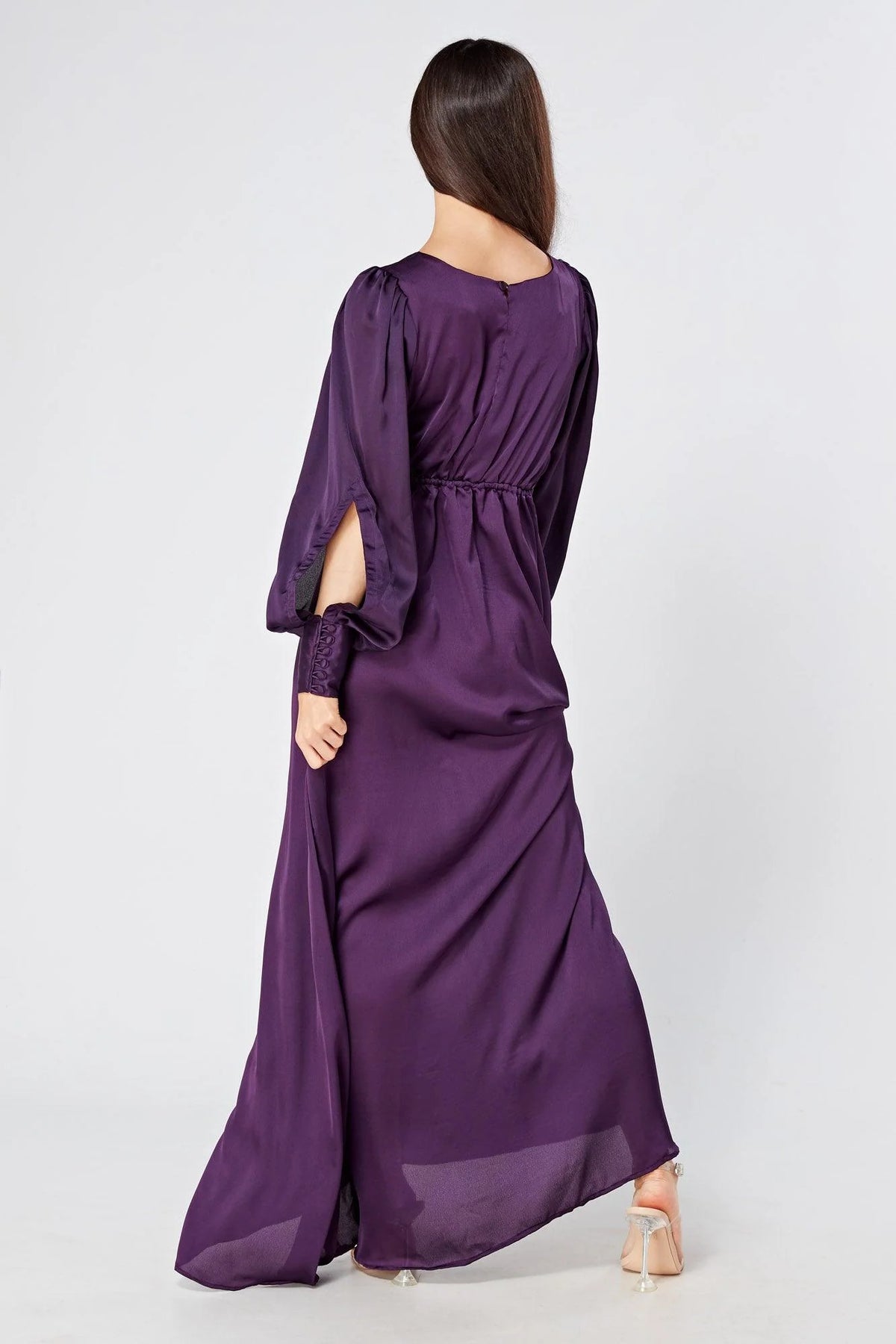 Lila Purple Knotted Front Soft Crepe Maxi Dress