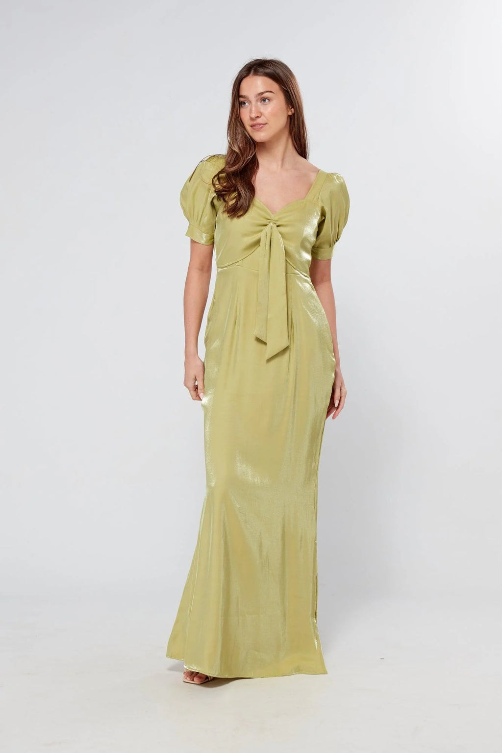 Messika Pistachio Shimmery Maxi Dress