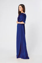 Josephine Cobalt Blue Satin Maxi Dress