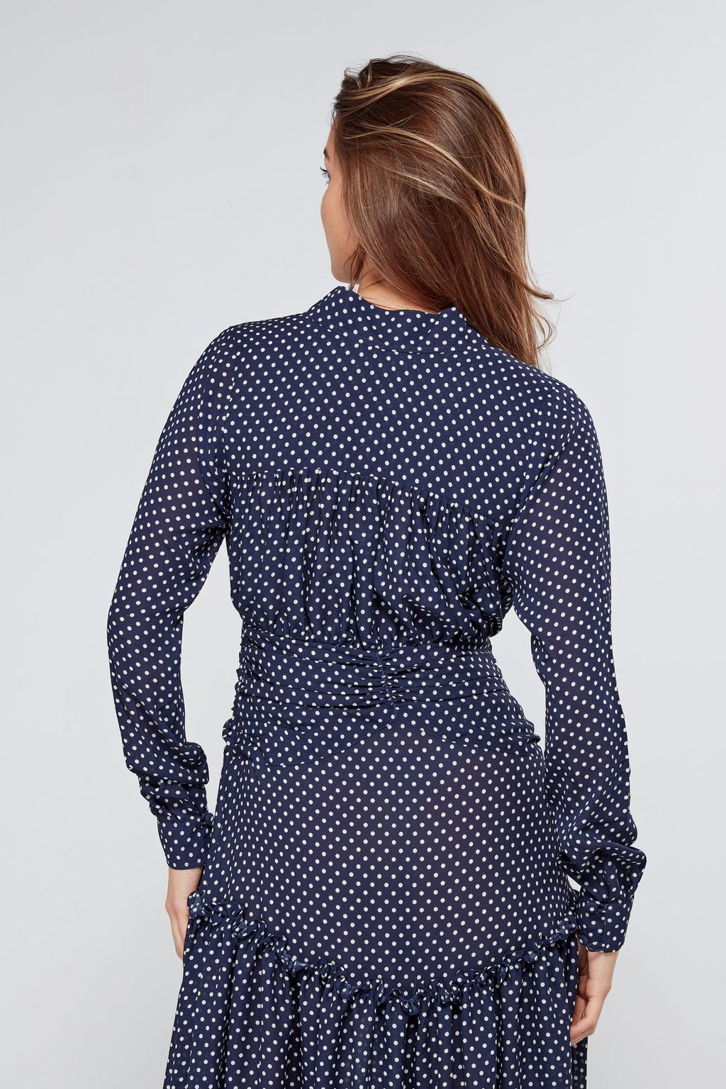 Nikita Navy Dotted Midi Dress
