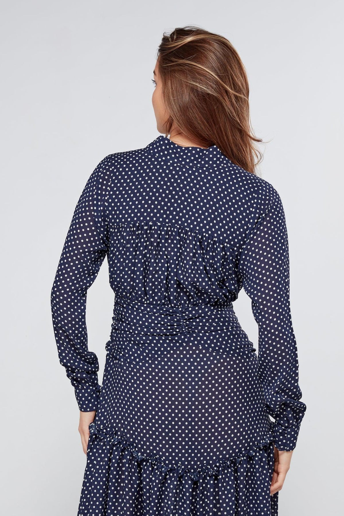Nikita Navy Dotted Midi Dress