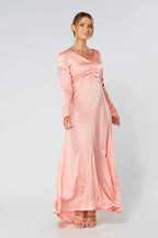 Ella Blush Nude Crepe Maxi Dress
