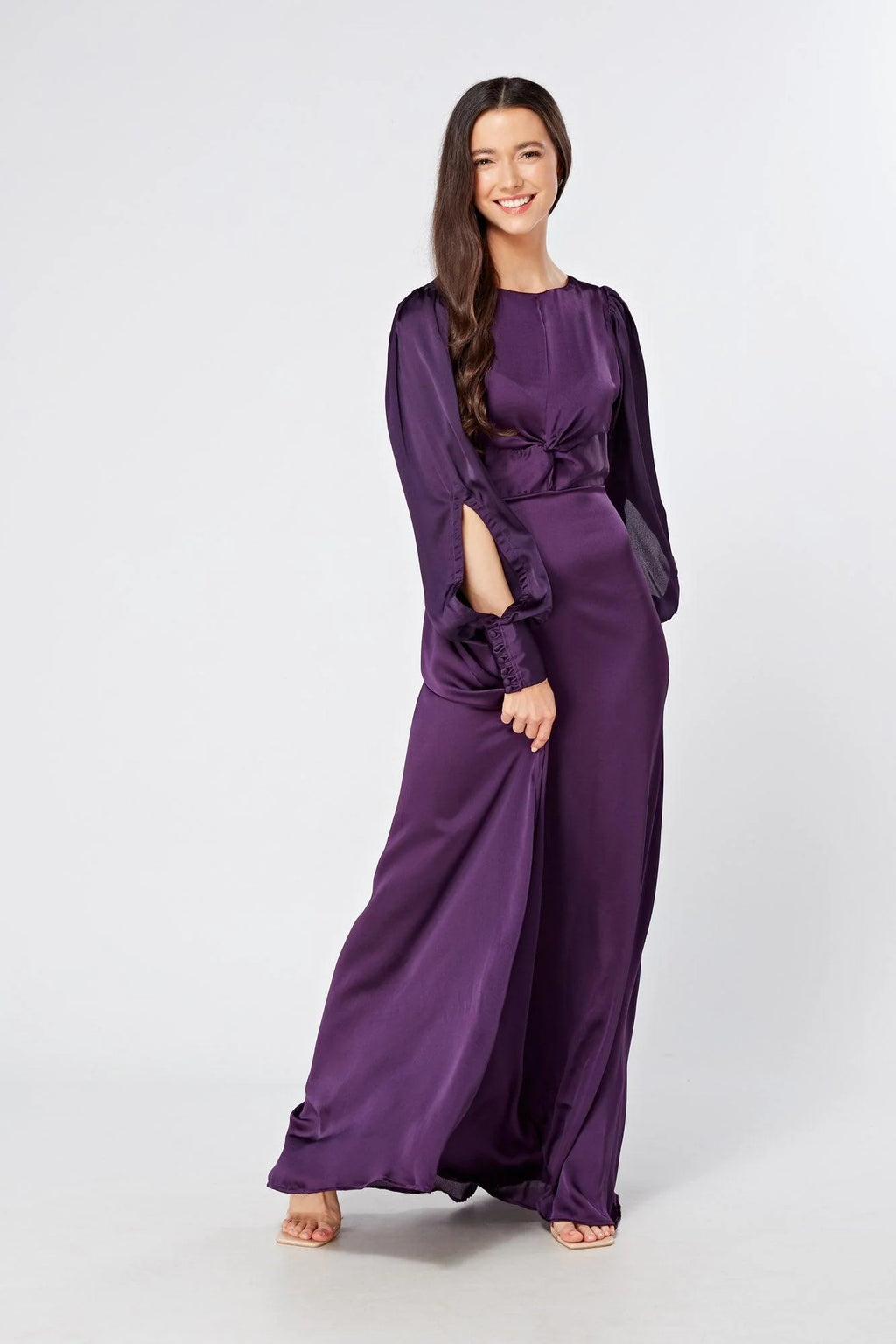 Lila Purple Knotted Front Soft Crepe Maxi Dress