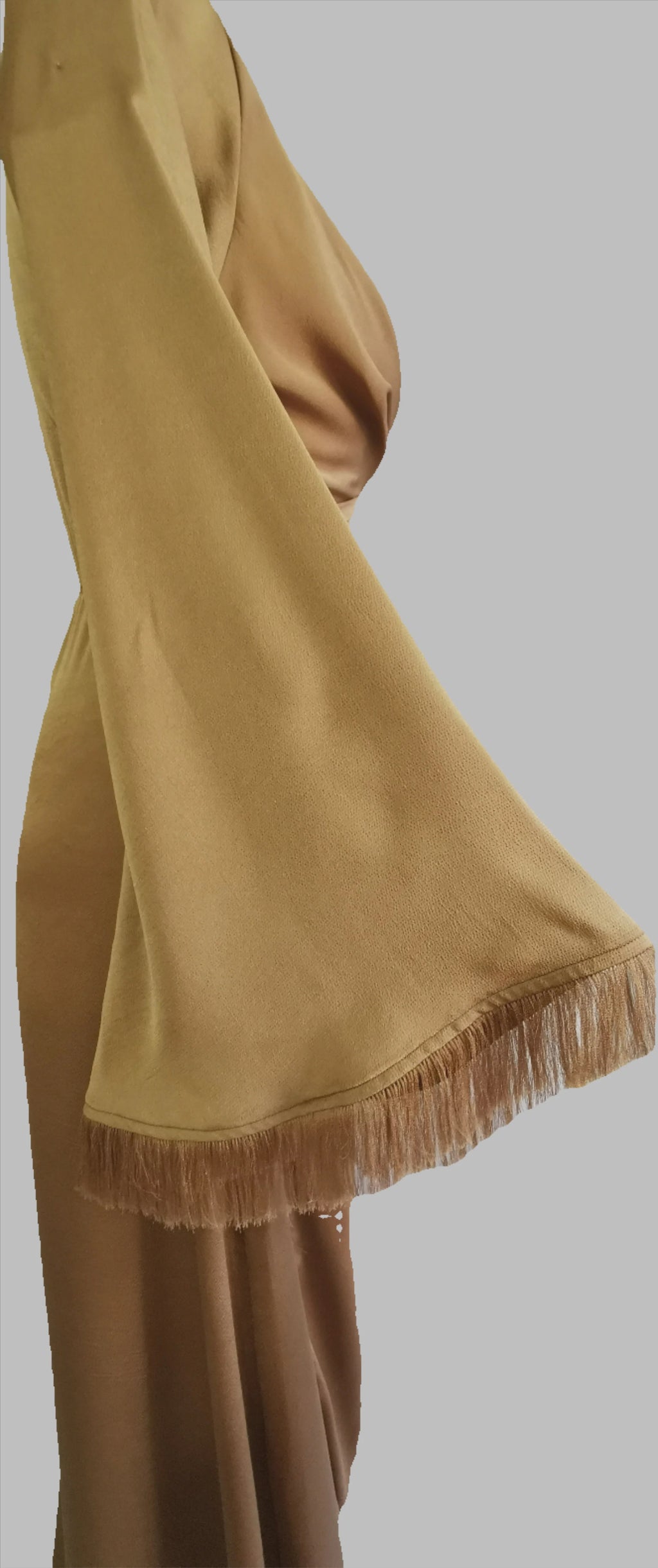 Amaya dark gold maxi dress with wide sleeves