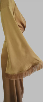 Amaya dark gold maxi dress with wide sleeves