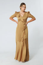 Daisy Dark Gold Crepe Maxi Dress