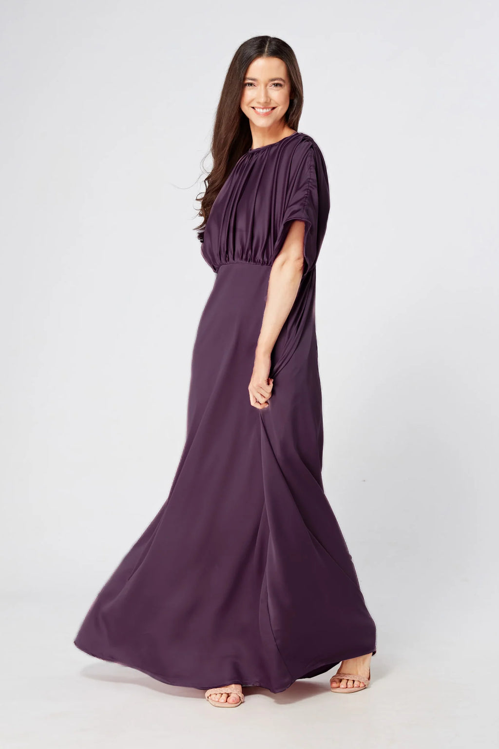 Josephine Purple Satin Maxi Dress