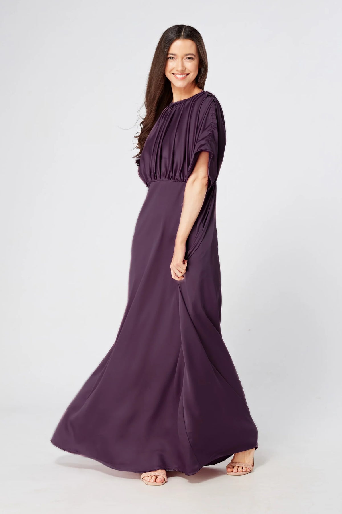 Josephine Purple Satin Maxi Dress
