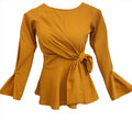 Clara yellow front knotted top