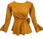 Clara yellow front knotted top