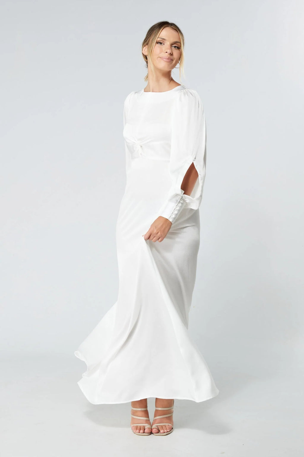 Lila White Knotted Front Maxi Dress