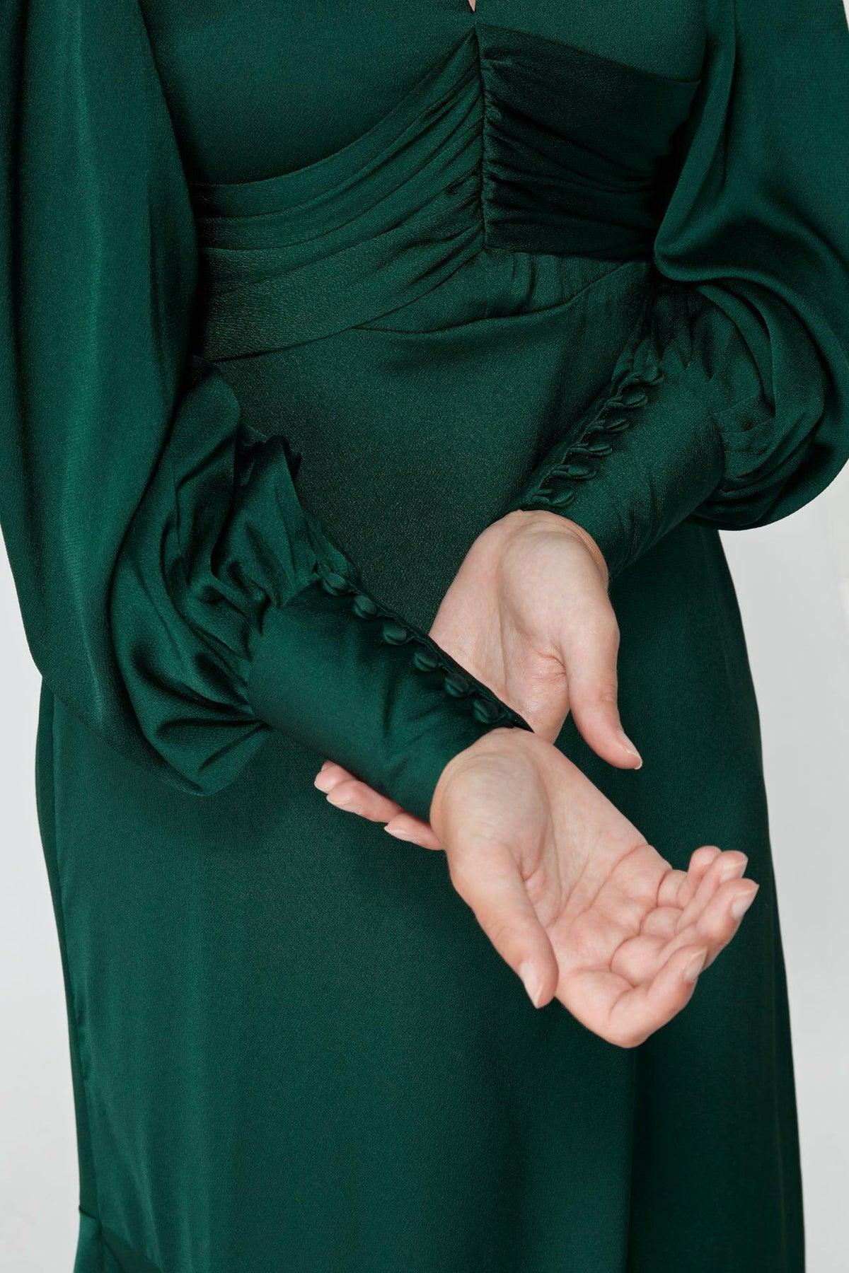Naomi Dark Green Satin Maxi Dress