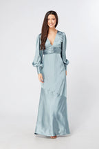 Naomi Dusty Blue Satin Maxi Dress