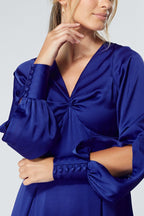 Delilah Cobalt Blue Satin Maxi Dress