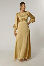 Lila Light Gold Knotted Front Maxi Dress