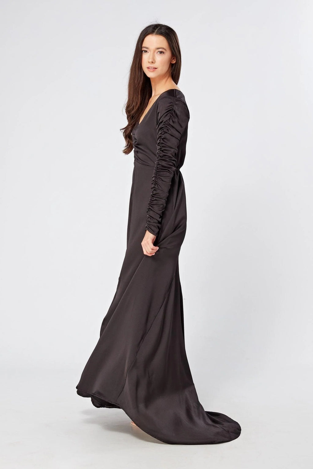 Ella Black Crepe Maxi Dress