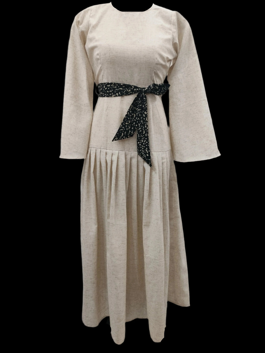 Edna Off White Maxi Dress With Black Belt