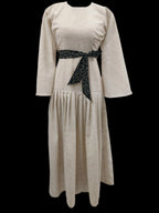 Edna Off White Maxi Dress With Black Belt