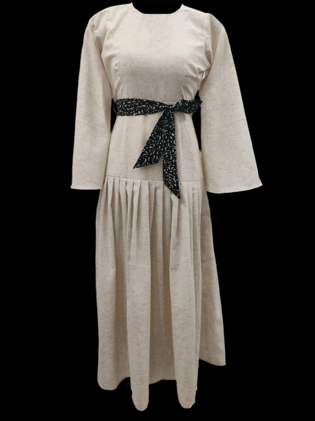 Edna Off White Maxi Dress With Black Belt