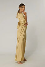 Naomi Light Gold Satin Maxi Dress