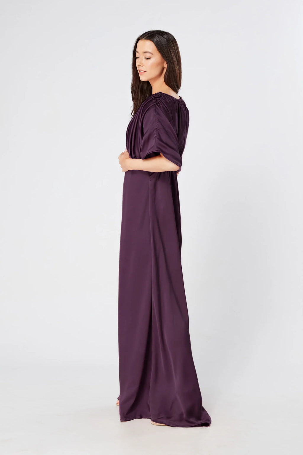 Josephine Purple Satin Maxi Dress