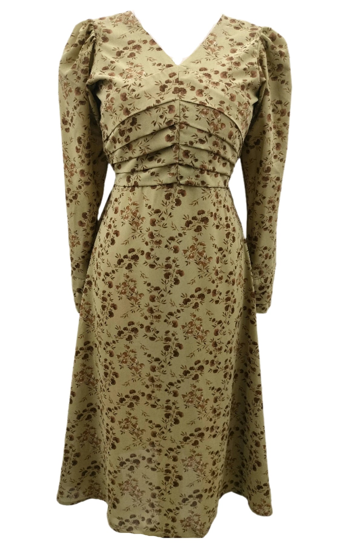 Phyllis green printed midi dress