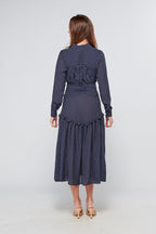 Nikita Navy Dotted Midi Dress