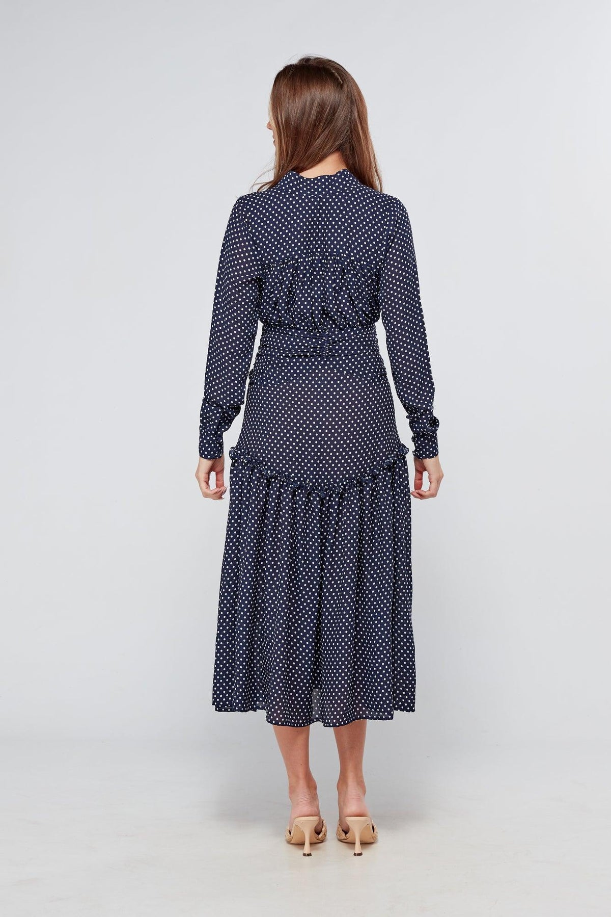 Nikita Navy Dotted Midi Dress