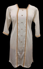 Safa Off White Golden Premium Satin Kameez