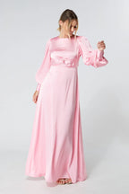 Lila Light Pink Knotted Front Crepe Maxi Dress