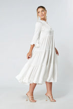 Gia White Tiered Maxi Dress