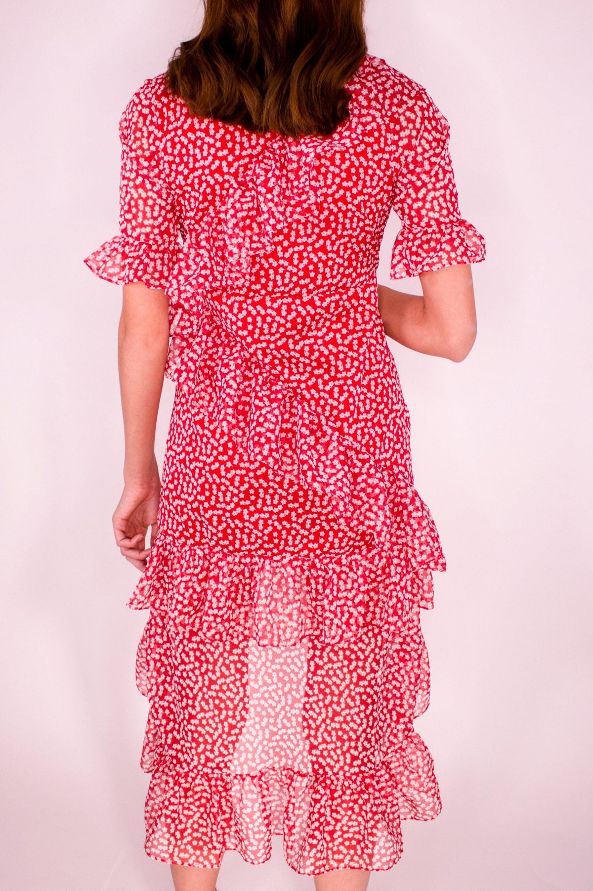Dahlia Floral Red Midi Dress