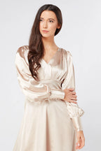 Gabriella Cream Satin Midi Dress