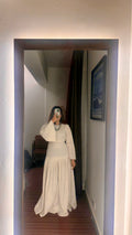 Edna Off White Maxi Dress With Black Belt