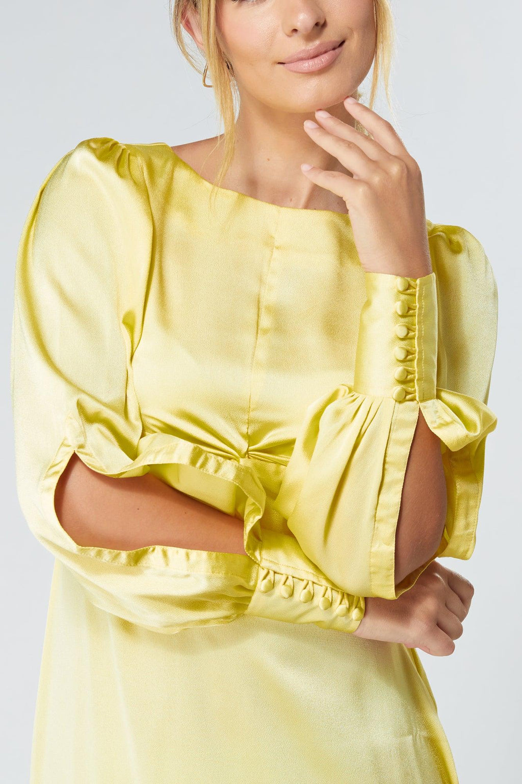 Lila Yellow Knotted Front Maxi Dress