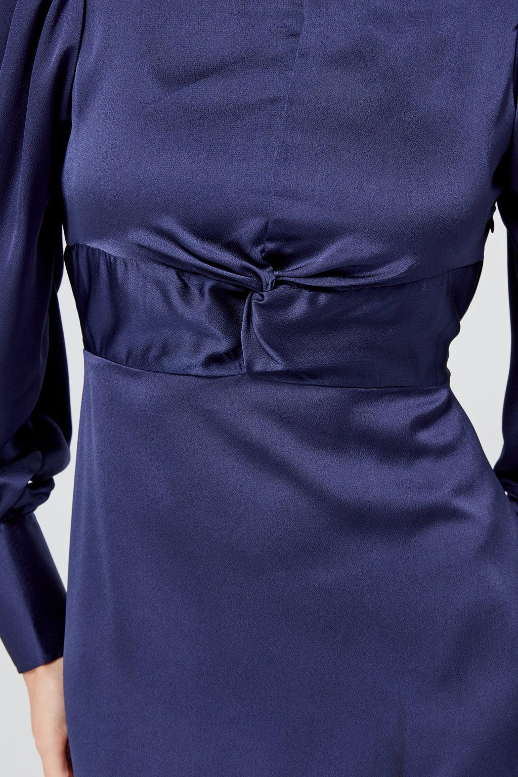 Romy Knotted Front Navy Crepe Maxi Dress