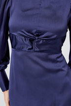 Romy Knotted Front Navy Crepe Maxi Dress