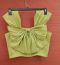 Soomin Shimmery Green Crop Top With Oversized Bow