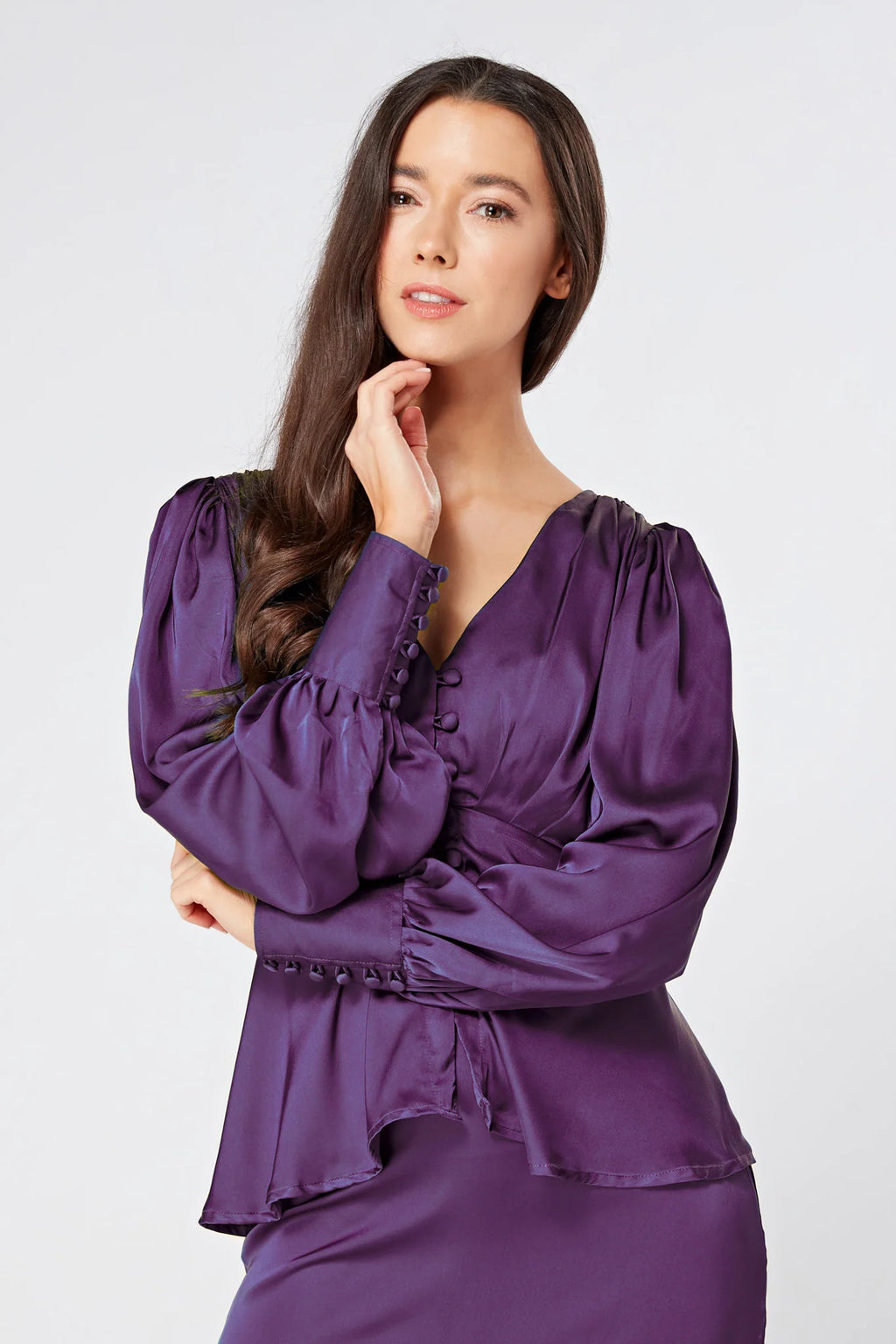 Elisa Mauve Purple Buttoned Blouse