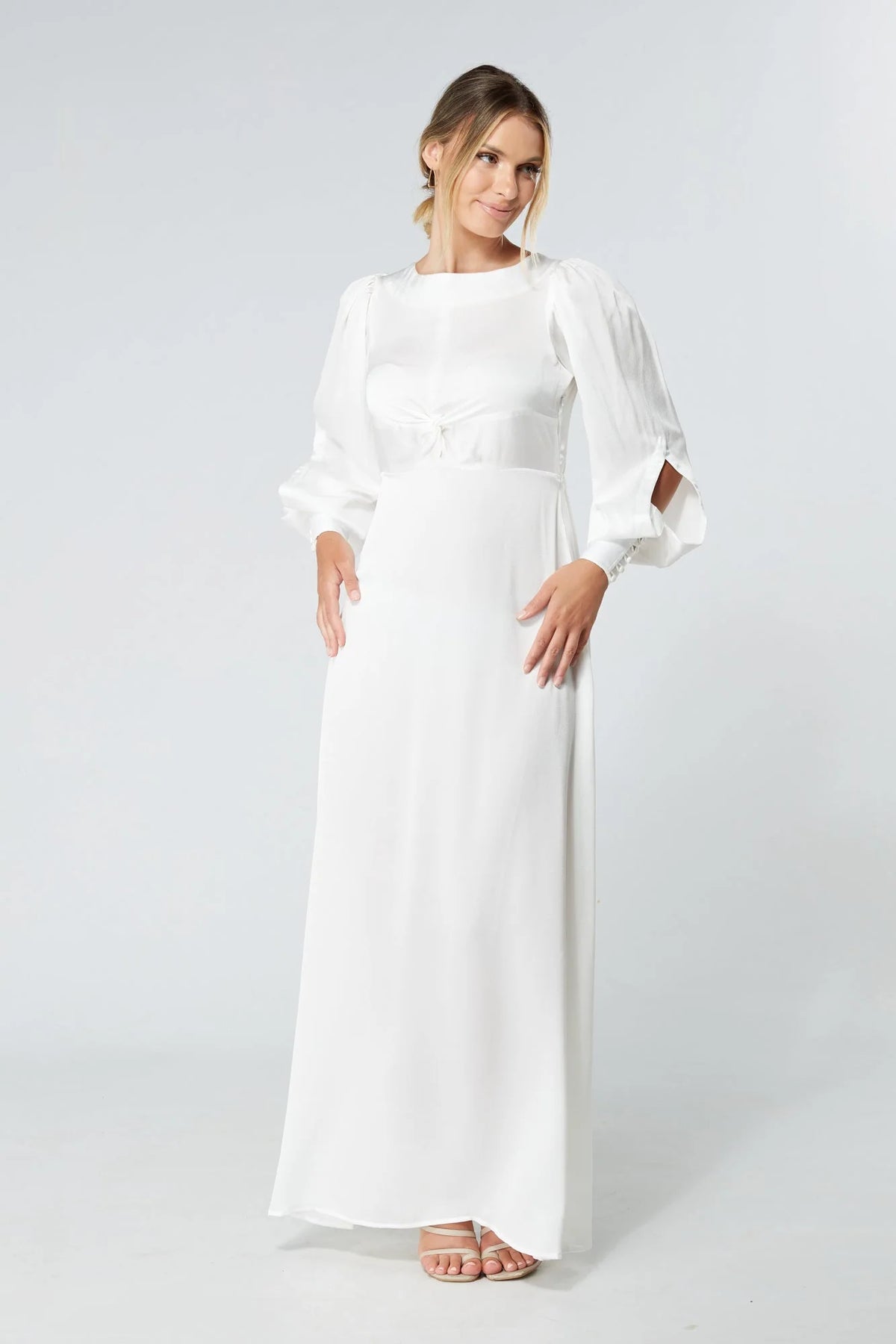 Lila White Knotted Front Maxi Dress