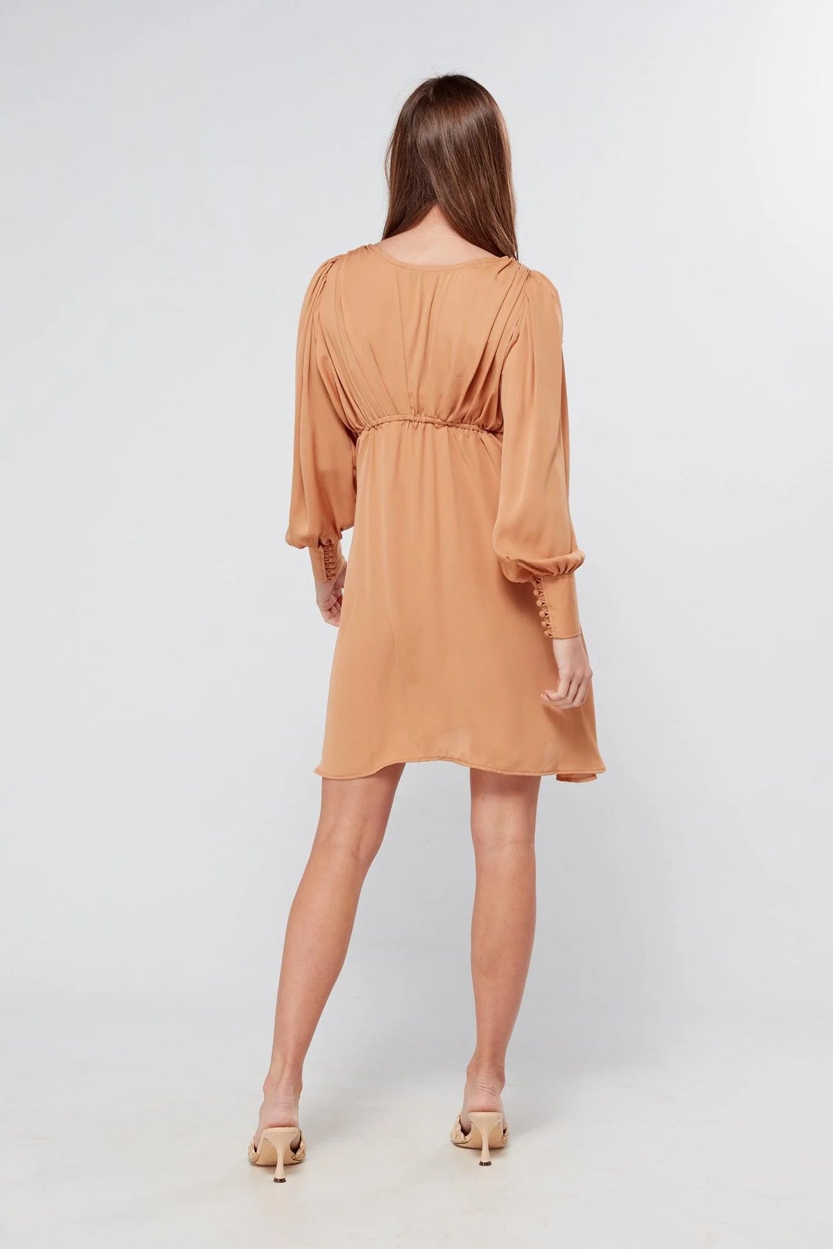 Pia Beige Georgette Mini Dress